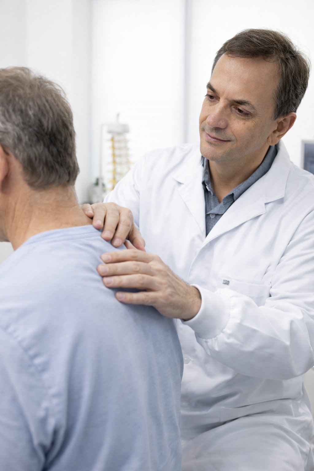 Médico com raio-X da coluna vertebral